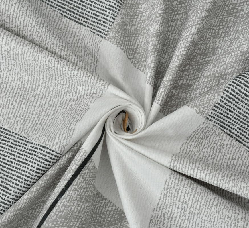 Image of NHD HOME Pure Cotton Full Elastic Fitted Bedsheets for Double King Size Bed with 2 Pillow Covers 220 TC Supersoft |Wrinkel Free Bed Cover Size - 72x78+10 inches, White & Grey
