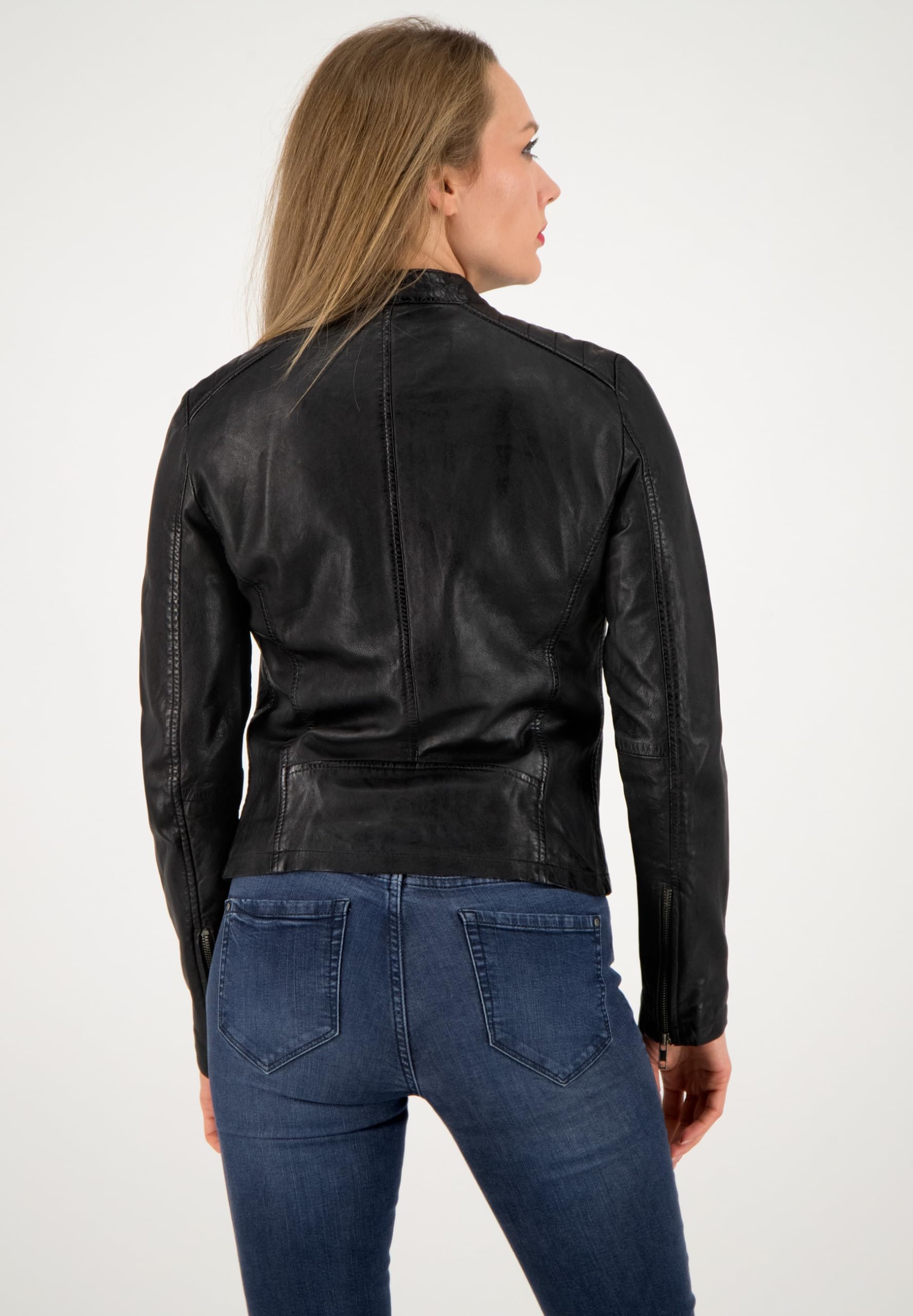 URBAN 5884 Gigi Chaqueta de Cuero para Mujer, Suave y Genuino Cuero, Abrigo de Cuero Mujer (Pack de 1)