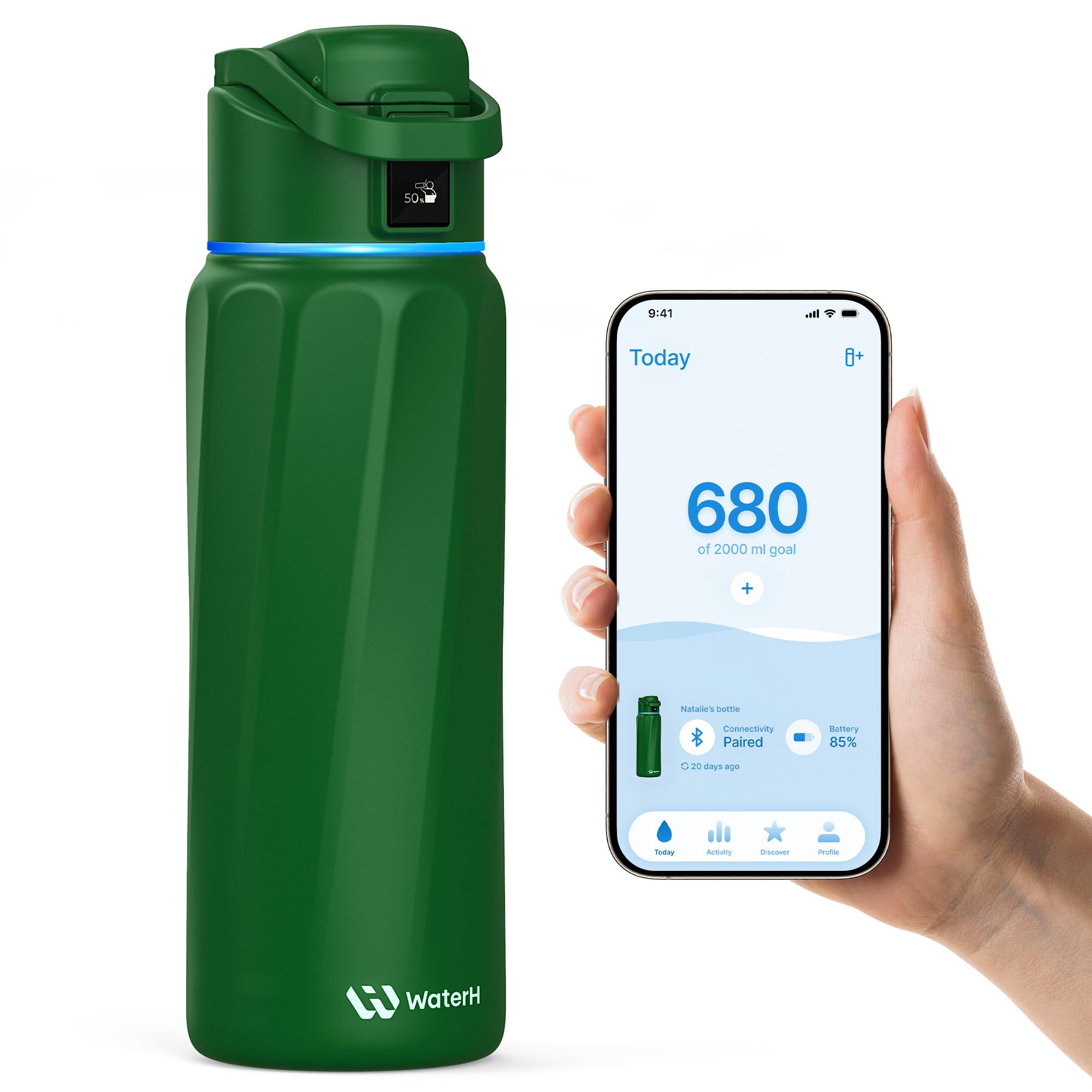 BOOST Smart Water Bottle with Reminder & Tracker, Double Wall Vacuum Insulated Bottles Stainless Steel, 946 ml BPA-Free Wide Mouth for School, Gym, Office, Ideal for Mother's Day