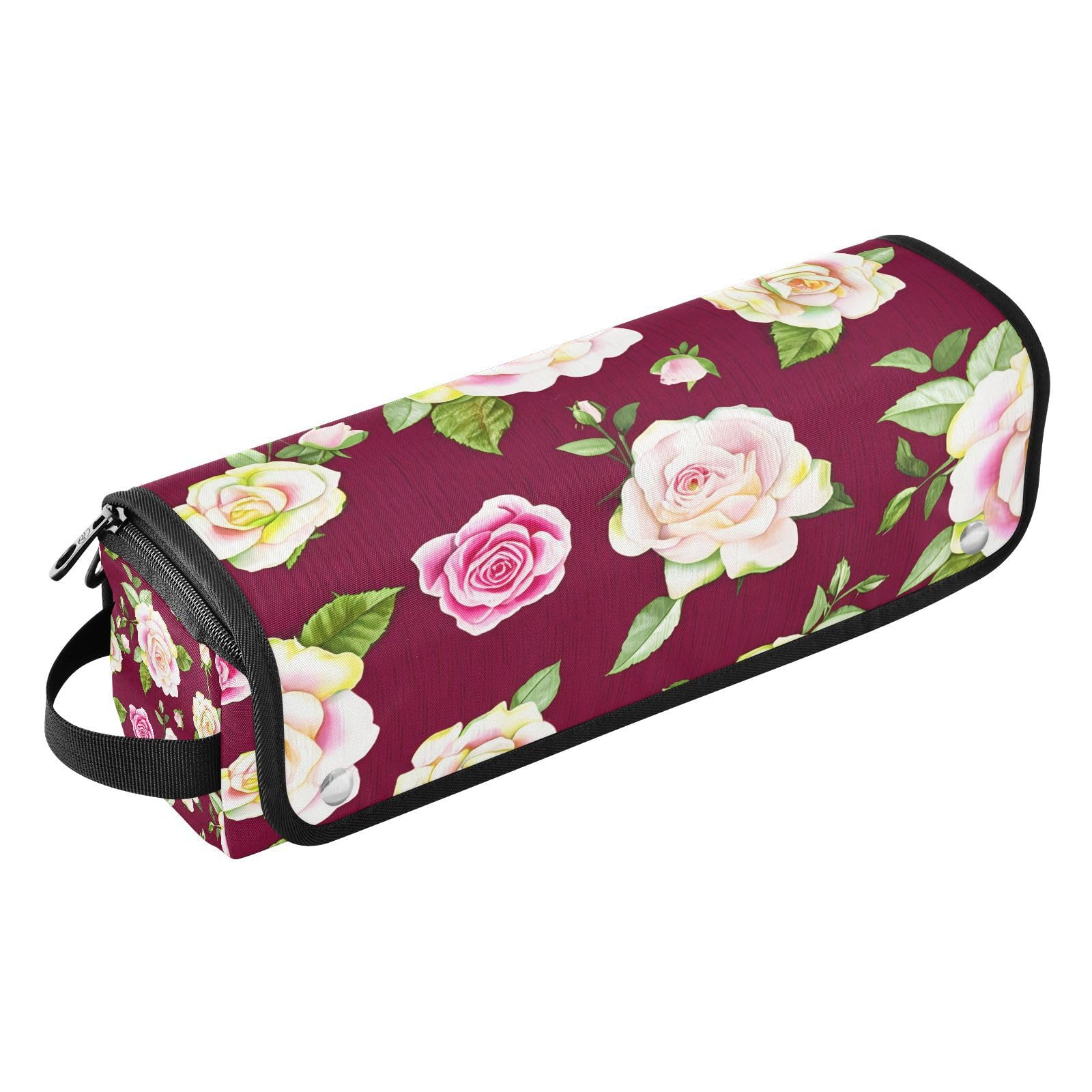 Btight Roses Hair Tools Travel Bag Portable Hair Accessory Organizer with Heat Resistant Mat 2 in 1 Curling
