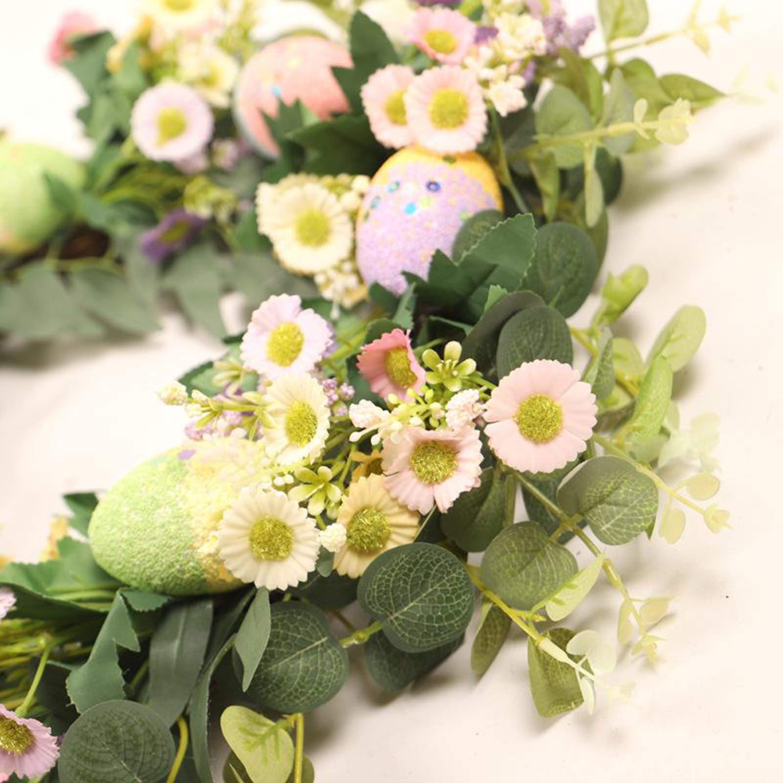 Ghirlanda Pasquale Corona Fiori Artificiale Margherita Rotonda Fatto a Mano Ghirlanda Sospesa per Porta Parete Camera da Letto Cucina