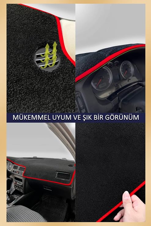 Torpido Koruma Halısı Siyah Kenar Renk Siyah Renault Clio 4 2012-2020 ile uyumlu