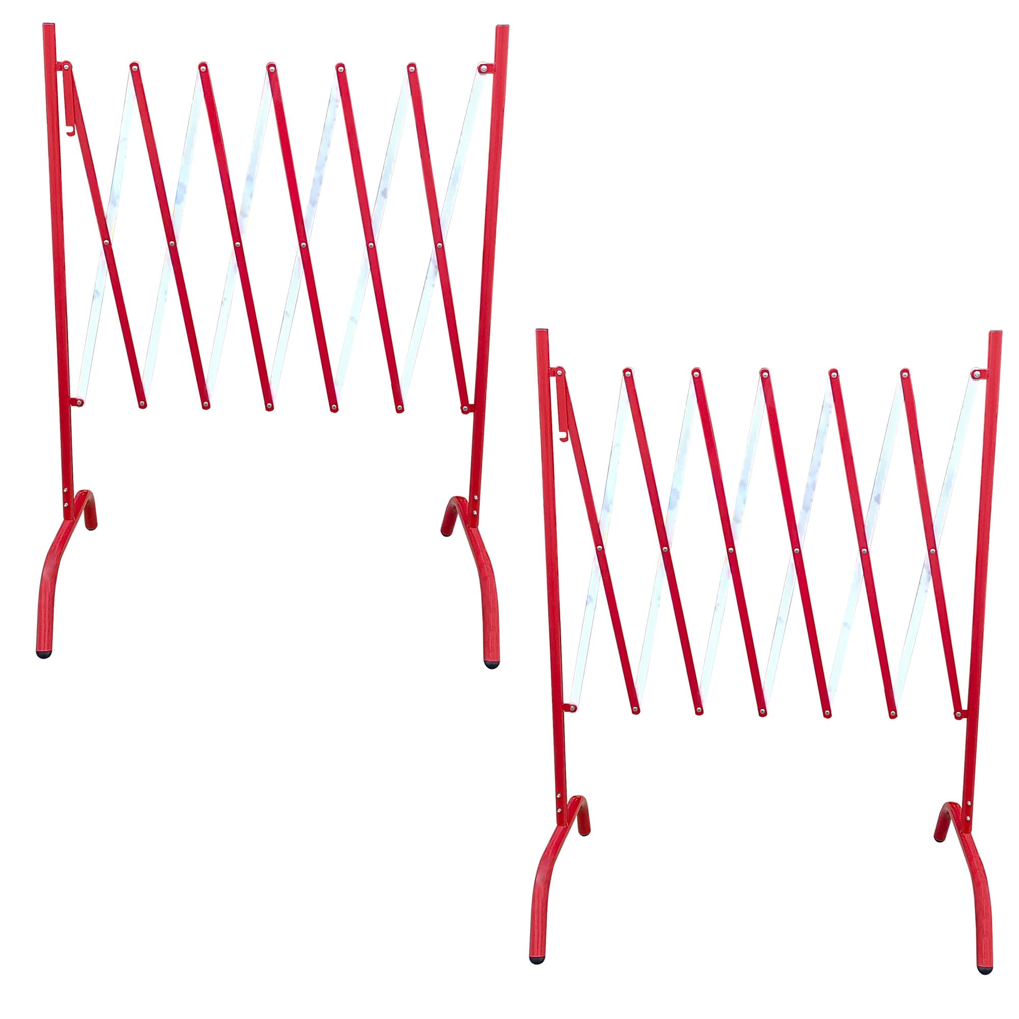 ADO - Valla extensible de hierro roja y blanca. Fácil almacenamiento y transporte debido a sus reducidas dimensiones una vez cerrada (2- Vallas)
