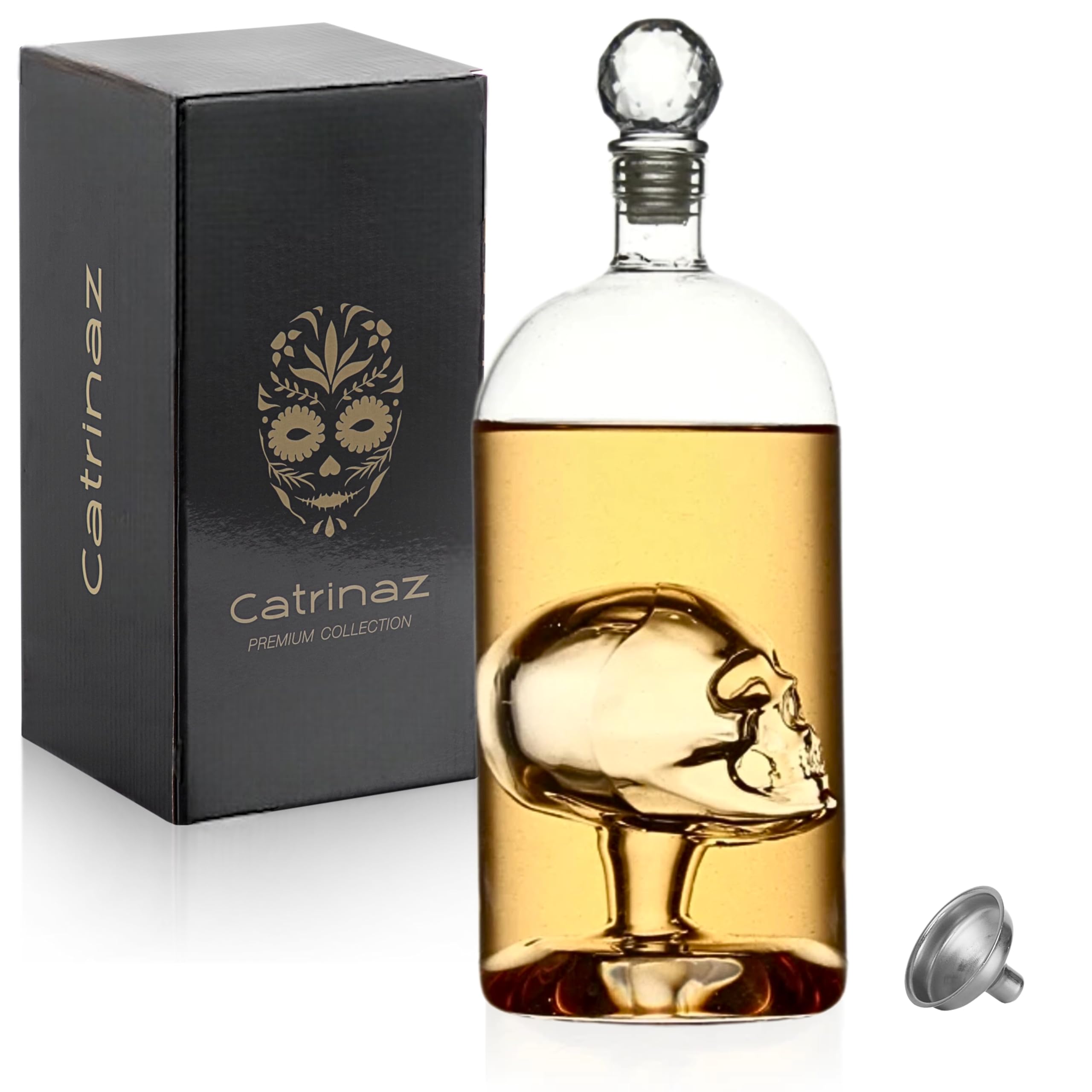 Jarra de Whisky - Decantador de Whisky- Jarra de tequila - Diseño calavera - 1L - Caja de regalo - Regalo único