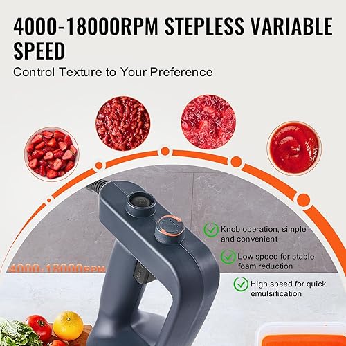 Miniatura 3 de VEVOR Licuadora de inmersión comercial, batidora de mano resistente de 500 W, mezclador de velocidad variable continua de 16 pulgadas con hoja de