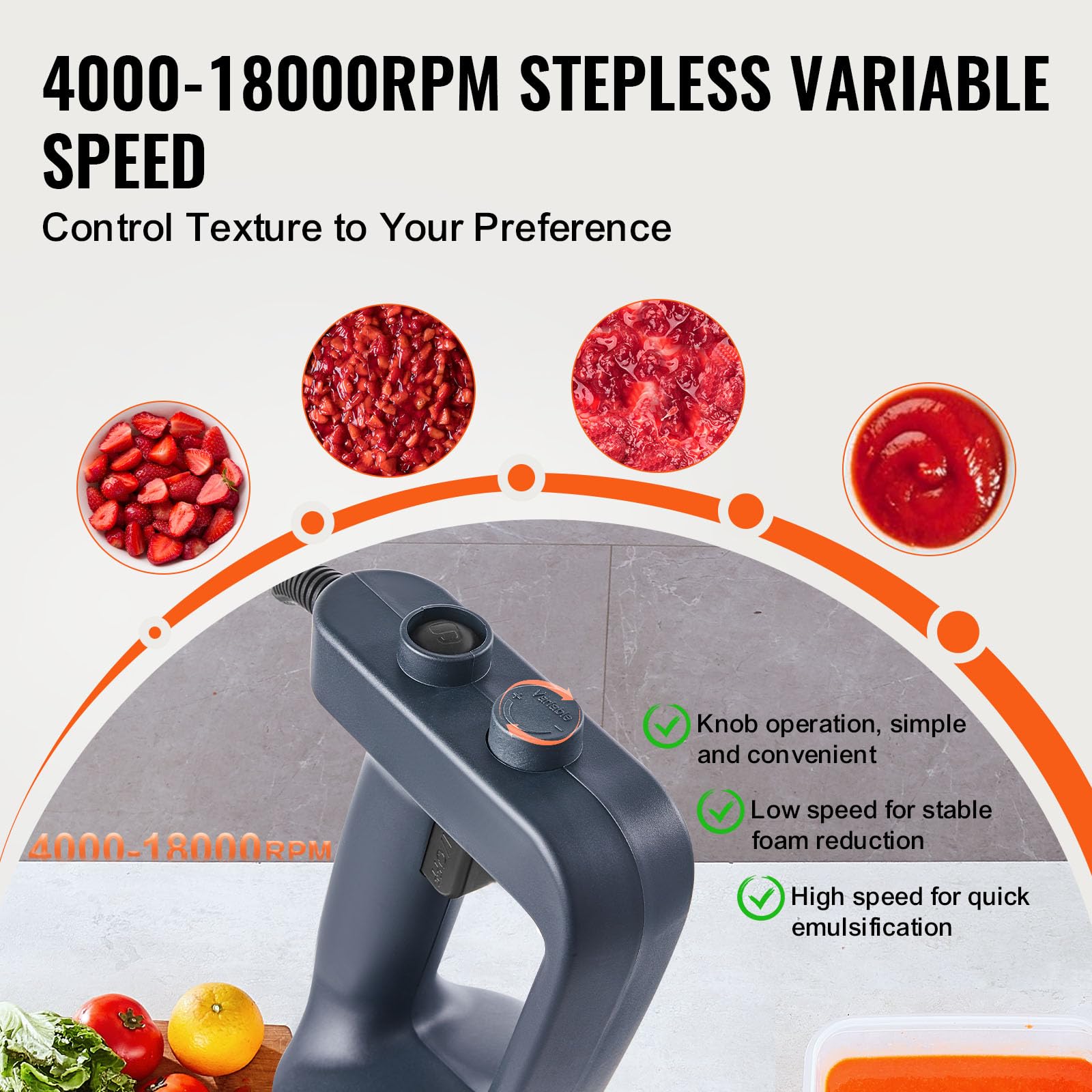 VEVOR Frullatore a Immersione Commerciale 500 W Frullatore a Immersione per Impieghi Gravosi 406,4 mm con Lama in Acciaio Inossidabile, Frullatore Portatile Multiuso per Zuppe, Salse, Purè di Patate
