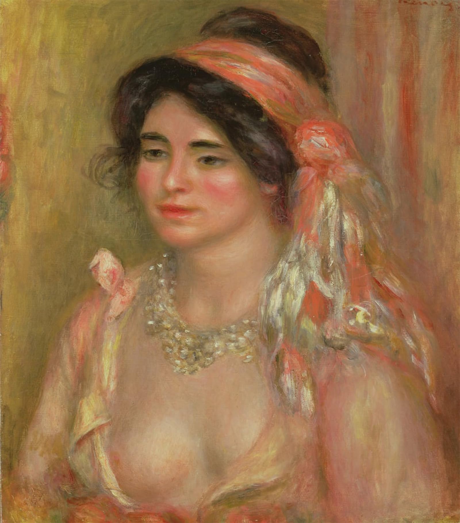 ARTXLXXBN Famous Prints Artwork Pictures Poster Painting Art Gabrielle in Algerian Headdress by Pierre Auguste Renoir Artwork Landscape Pictures for Home Decor 60x90cm