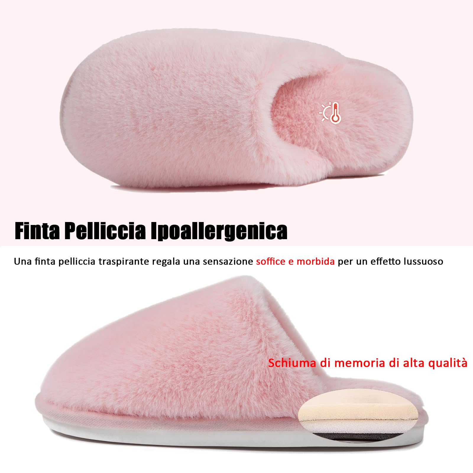 Coswind Pantofole Donna Uomo Invernali Ciabatte Pelose Peluche Calde with Memory Foam Imbottite Casa Antiscivolo Mocassino Scarpe Morbide Comode Unisex Eleganti