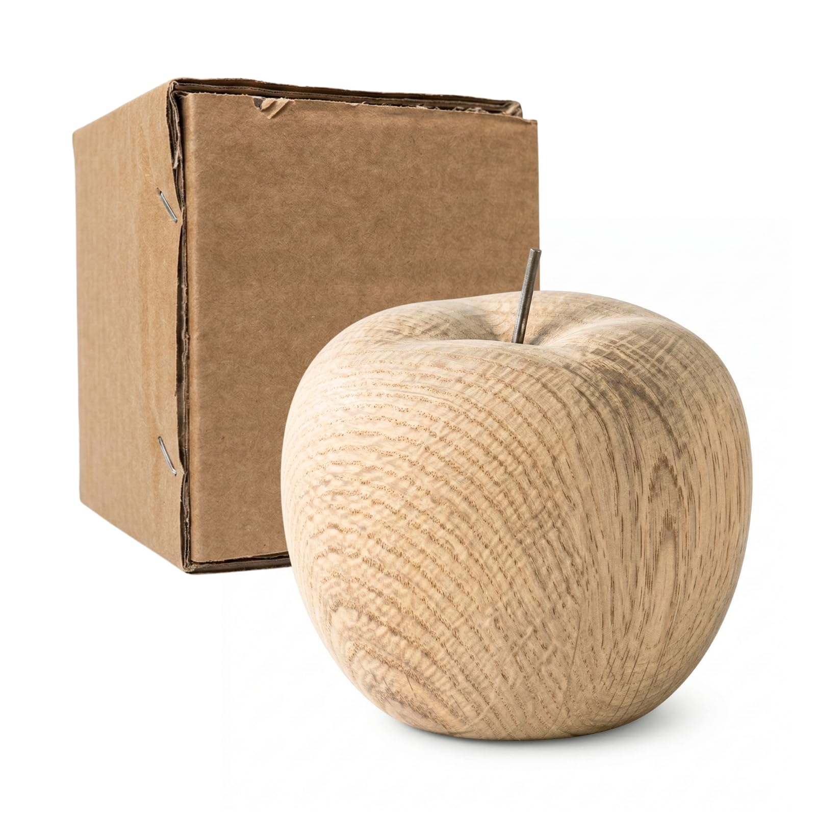 貯金箱 木製 風 陶器製 りんご リンゴ 林檎 500円玉箱 500円貯金 100円玉 1000円 小銭 お札 貯金 小物 インテリア 可愛い おしゃれ おもしろ バンク オブジェ 北欧 小さめ ペーパーウェイト (ウッド)