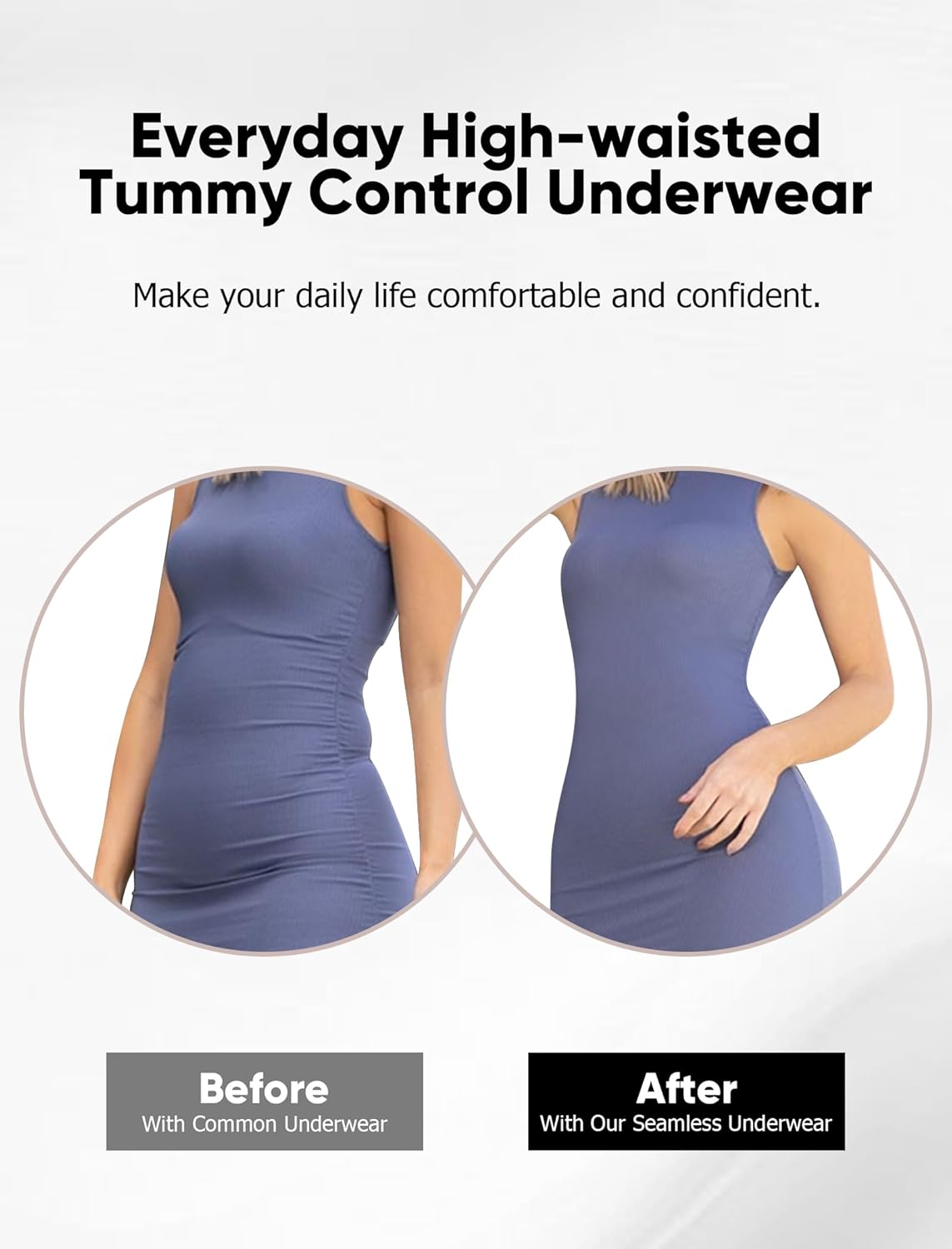 High Waisted Tummy Control Underwear for Women Plus Size Full Coverage Lingerie Brief Soft Seamless Panty 4P - Image 3