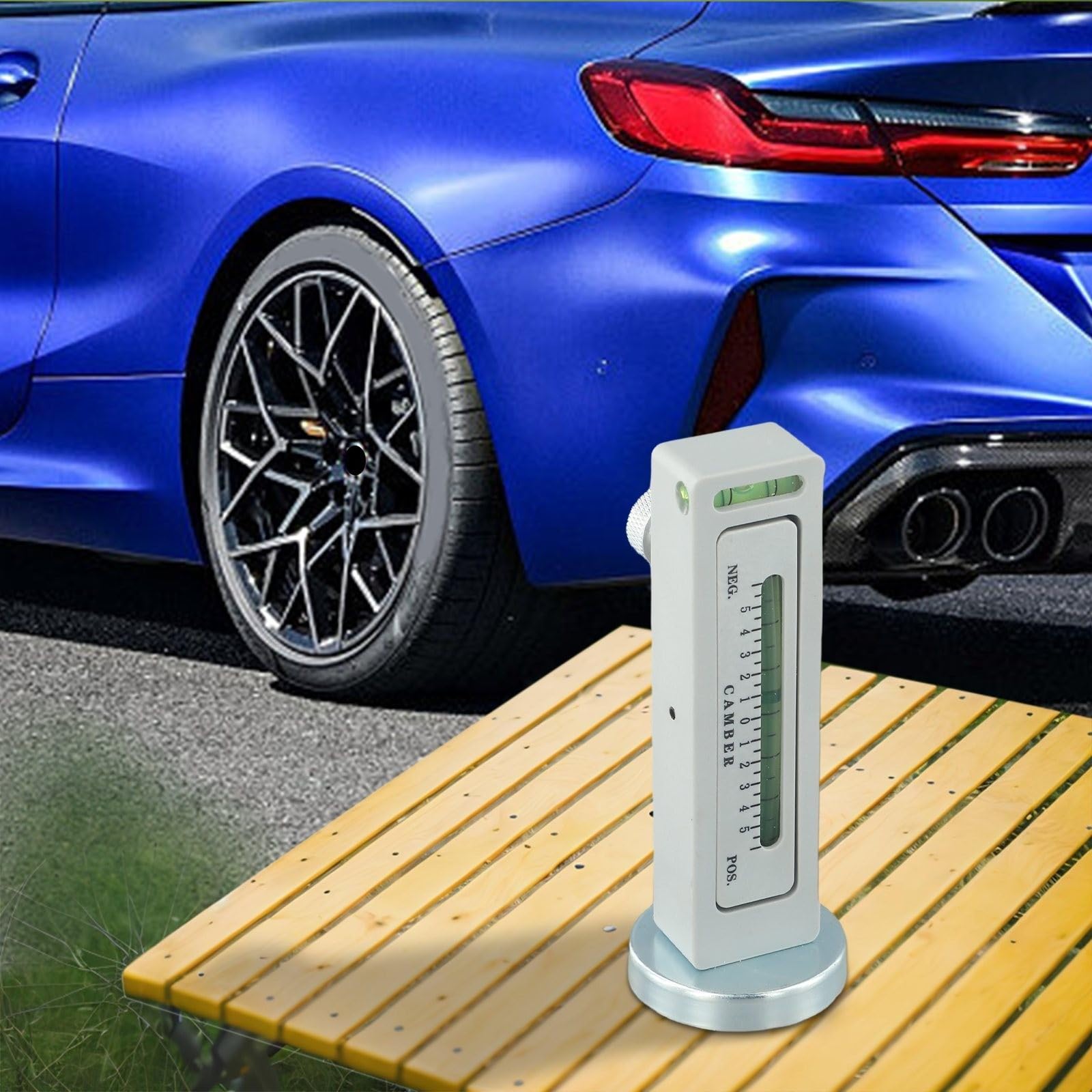 Livello di posizionamento a quattro ruote in lega di alluminio con regolazione della campanatura per auto da -5 a 5 gradi, strumento di misurazione magnetico per ruote accurate e Ca