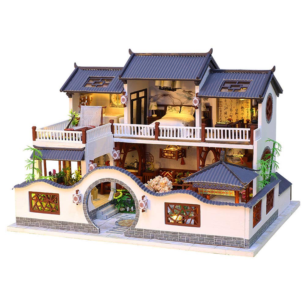 Amazon.co.jp: ドールハウス ミニチュア 家具付き DIY 3D 木製ドール