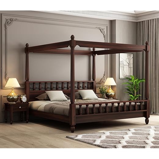 Furniseworlds Solid Wood Sheesham King Bed