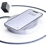 Einova Classic Stone - Marble Wireless Charger Wireless Charging Pad &vert; 30W Adapter &plus; Integrated 6 ft USB-C Cable - White Marble