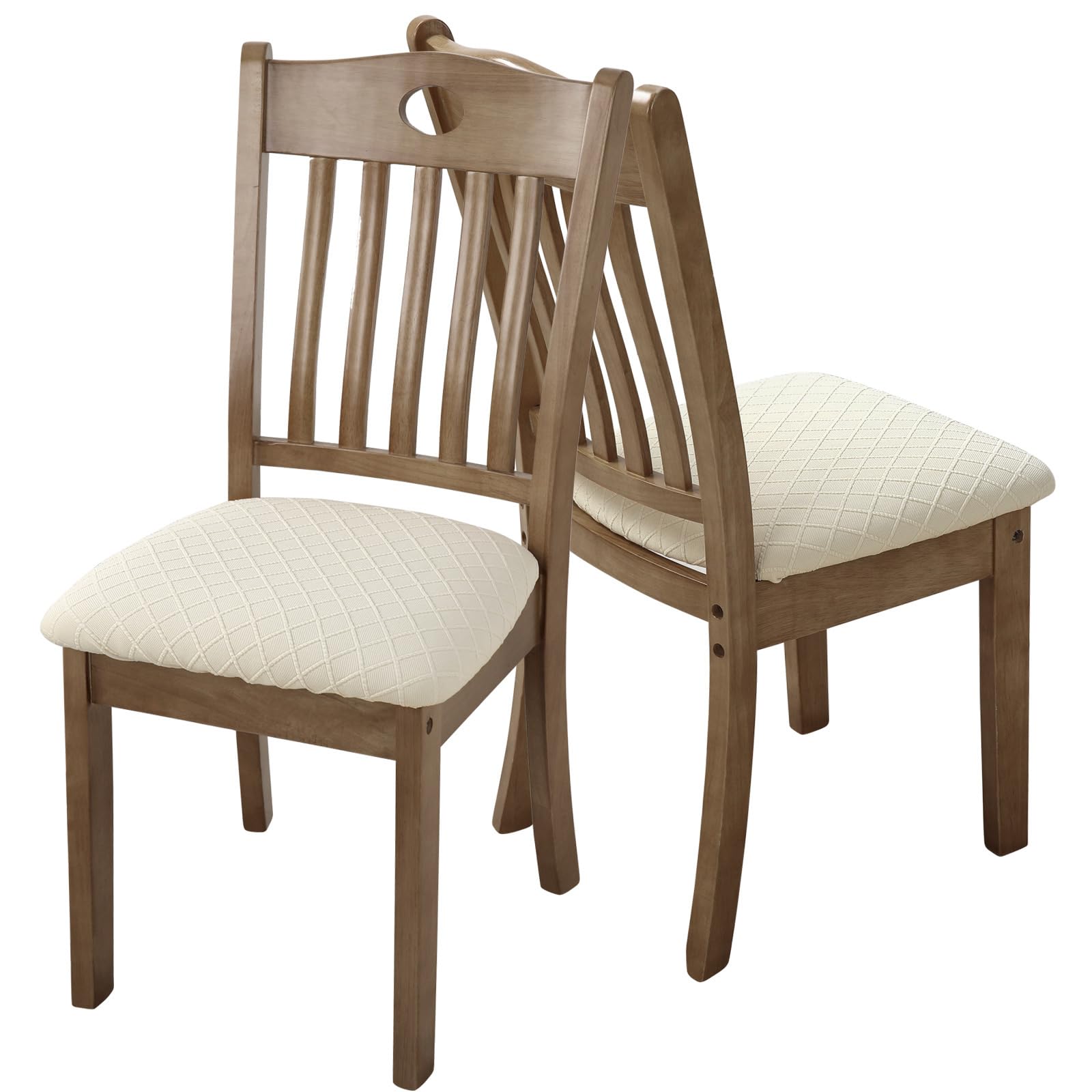 Fundas elásticas para asiento de silla de comedor, fundas de asiento extraíbles y lavables para asiento de cocina, fundas de cojín protectoras (4, beige) 7