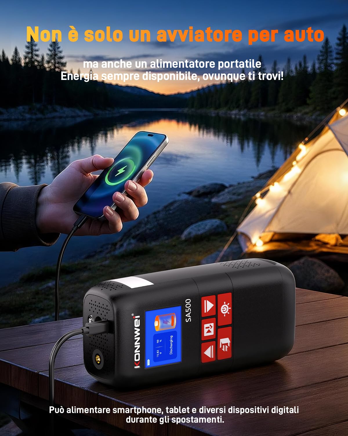 KONNWEI 4 IN 1 Booster Avviamento Auto con Compressore Aria Portatile 150PSI, Avviatore Batteria Auto, Jump Starter Auto con Power Bank 10000mAh, Ricarica USB-C, Kit Gonfiaggio Pneumatici e Luce LED