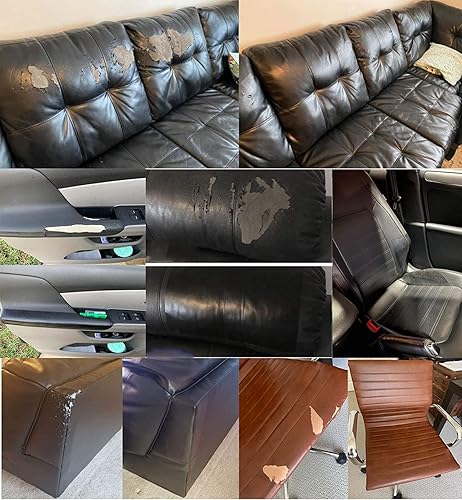 Miniatura 5 de Dreamlee Kit de cinta de reparación de cuero, parches de tapicería para asiento de coche, parches de cuero autoadhesivos para reparación de sofá,