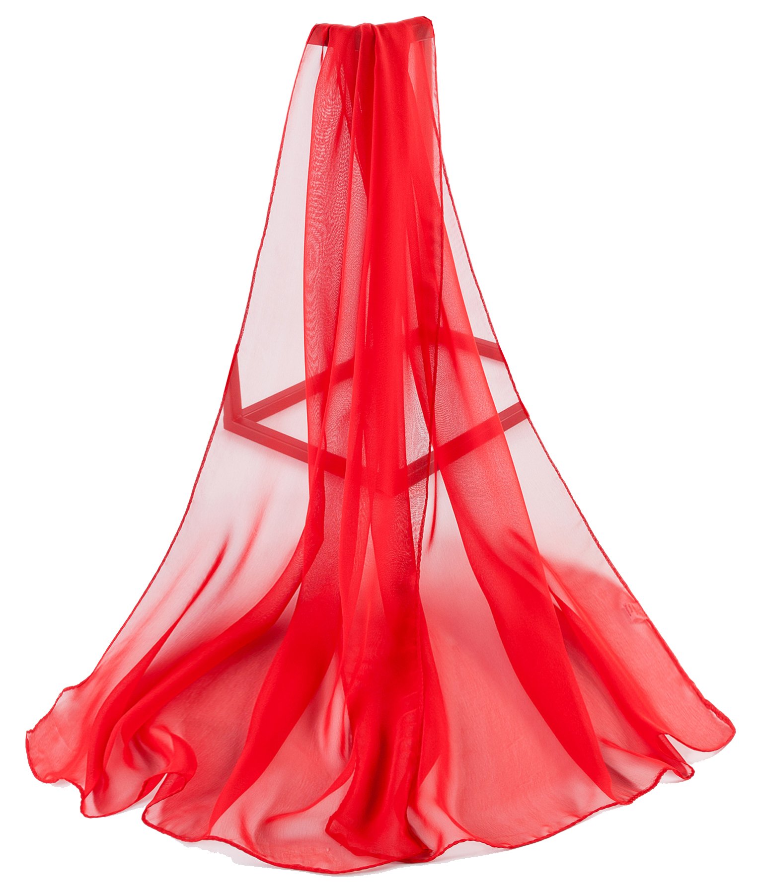 Plain Colour Chiffon Silk Style Scarf Shawl (Red)