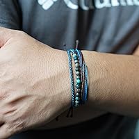 Vista 127 de Handmade Natural Stone Beaded Healing Bracelet Gift for Men Adjustable Rope String Bracelet