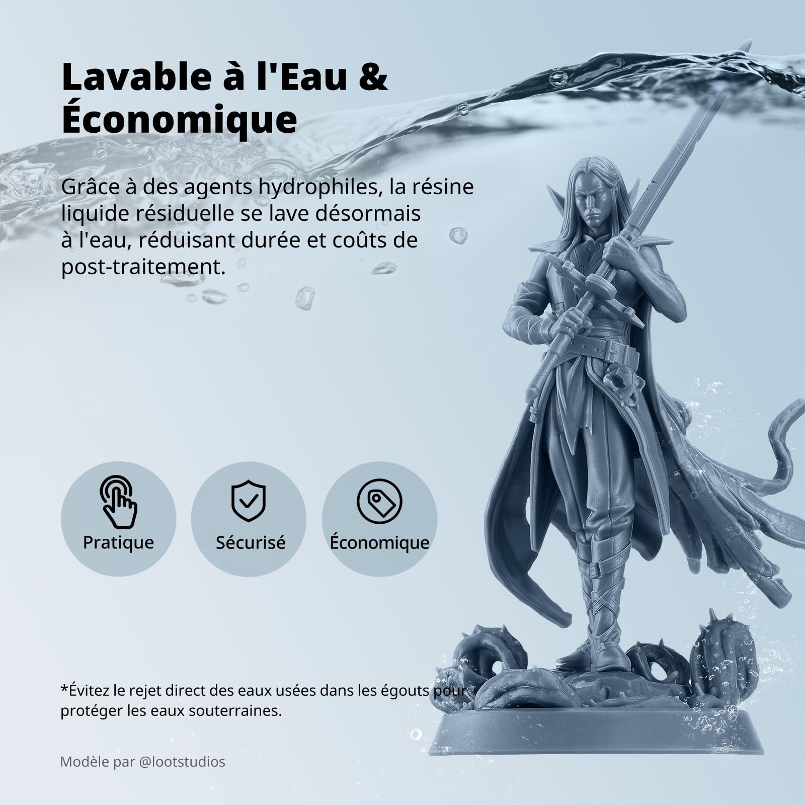 ANYCUBIC Résine ABS-Like Lavable à l'eau 3.0, Résine pour Imprimante 3D à Haute Résistance et Ténacité, Faible Odeur, Résine aux UV à 405 nm pour Toutes les Imprimantes 3D Résine, Gris 1000g