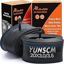 YunSCM 2PCS 75/90-406 épaissies Chambre à air 20x3.0/3.5 AV32mm Valve Compatible 20 Pouces Chambre à air Vélo de Route, VTT, vélo électrique 20X3.0 20X3.2 20X3.30 20X3.50