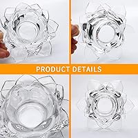 Vista 3 de Juego de 15 portavelas de loto y candelita de cristal para decoración del hogar, bodas y fiestas