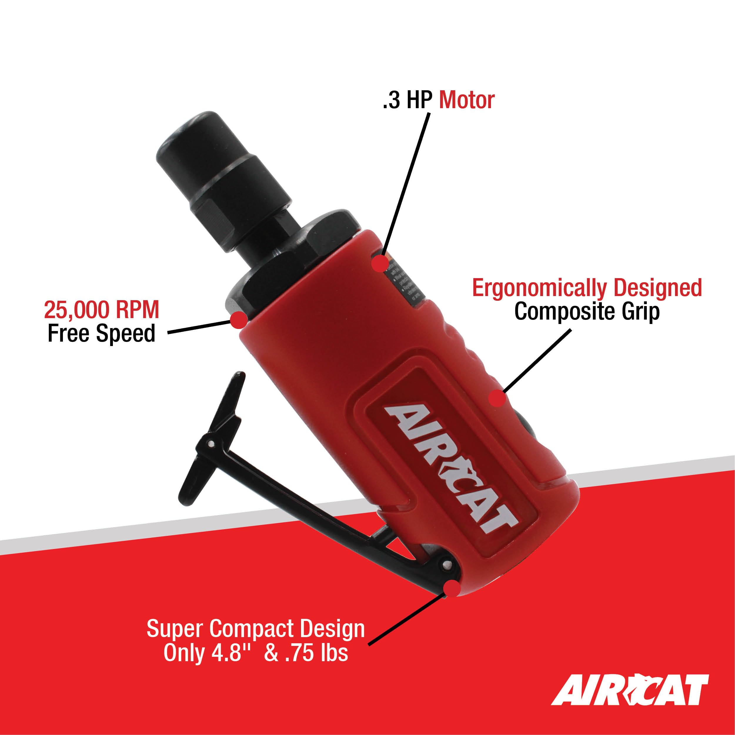 AirCat 6205: 1/4" Mini Die Grinder, Red - Image 2