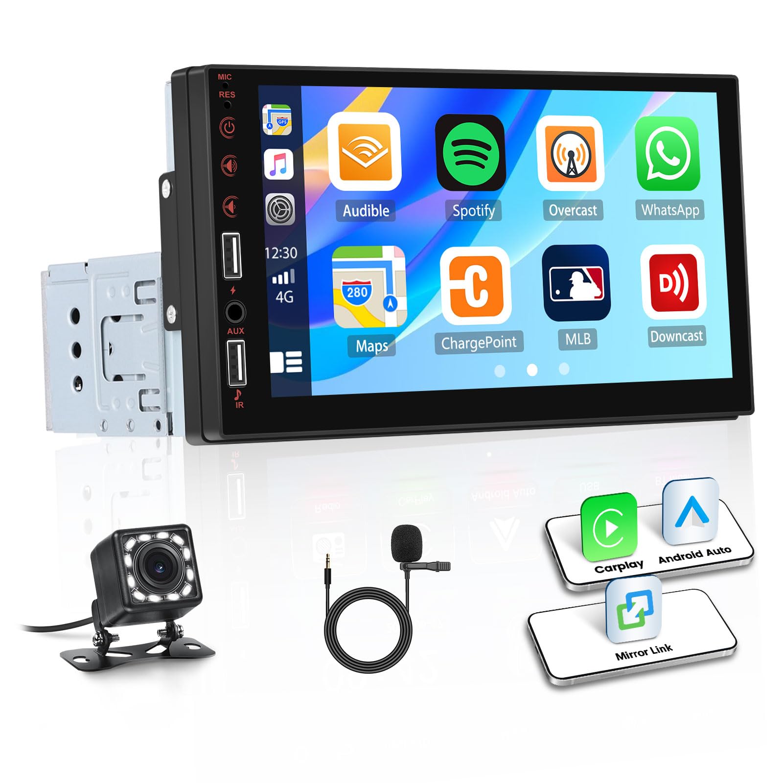 Single Din Car Stereo Bluetooth, 7inch Touch Screen Multimedia MP5 Player (SEL EQ) With Remote Control & Radio, Support Reversing Video Input, USB