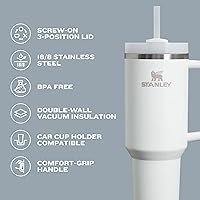 Vista 4 de STANLEY Quencher H2.0 Vaso Térmico con asa y pajilla, 64 onzas, tapa Flowstate de 3 posiciones, gran capacidad para viajes y deportes, vaso de acero