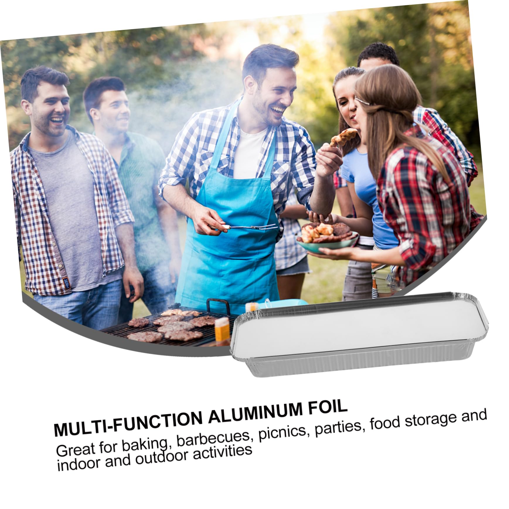 Cabilock Barbecue Boxes 15 Sets of Disposable Aluminum Foil Pans Lids Takeaway Packing Boxes for BBQ Picnic