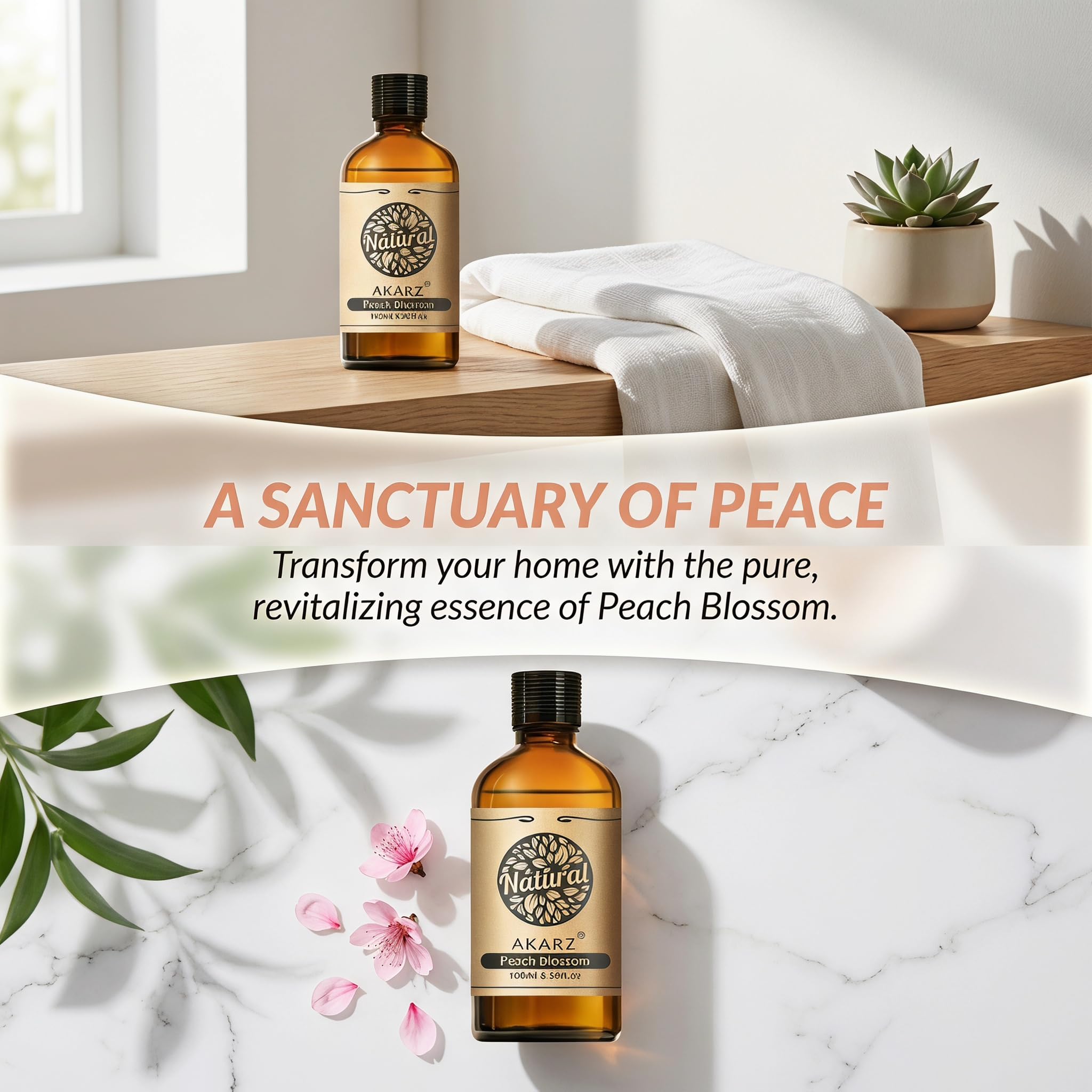 AKARZ 100ml Olejek esencjny z Kwiatu Moreli - Naturalny olejek aromatyczny do dyfuzorów, lamp aromatycznych i aromatów pomieszczeń