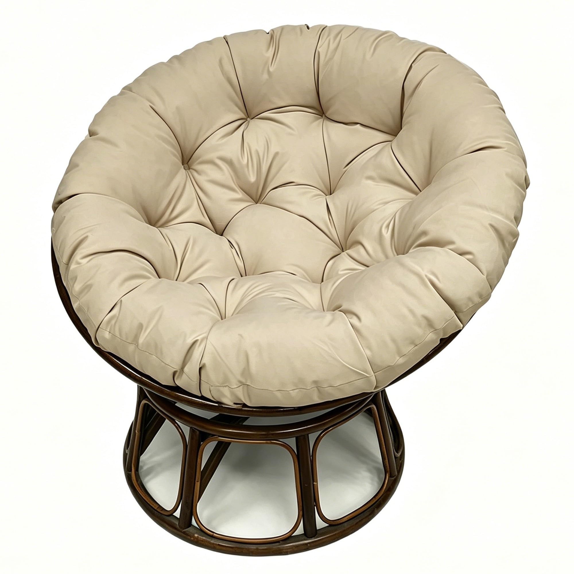 yanbinlife Cushion - Bucket & Moon Chair Comfy Round - Floor Pillow, Soft Circle Chair Cushion with Ties for Oval Saucer Egg Chairs (Frame Not Included)(Beige,47.2 x 47.2 in)