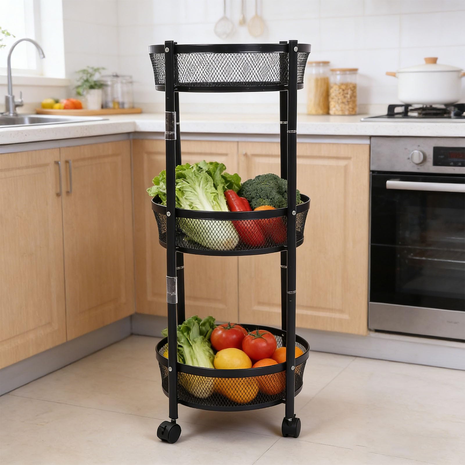 Fockety Carrello Portaoggetti a 3 Ripiani in Metallo, Carrello Utility
