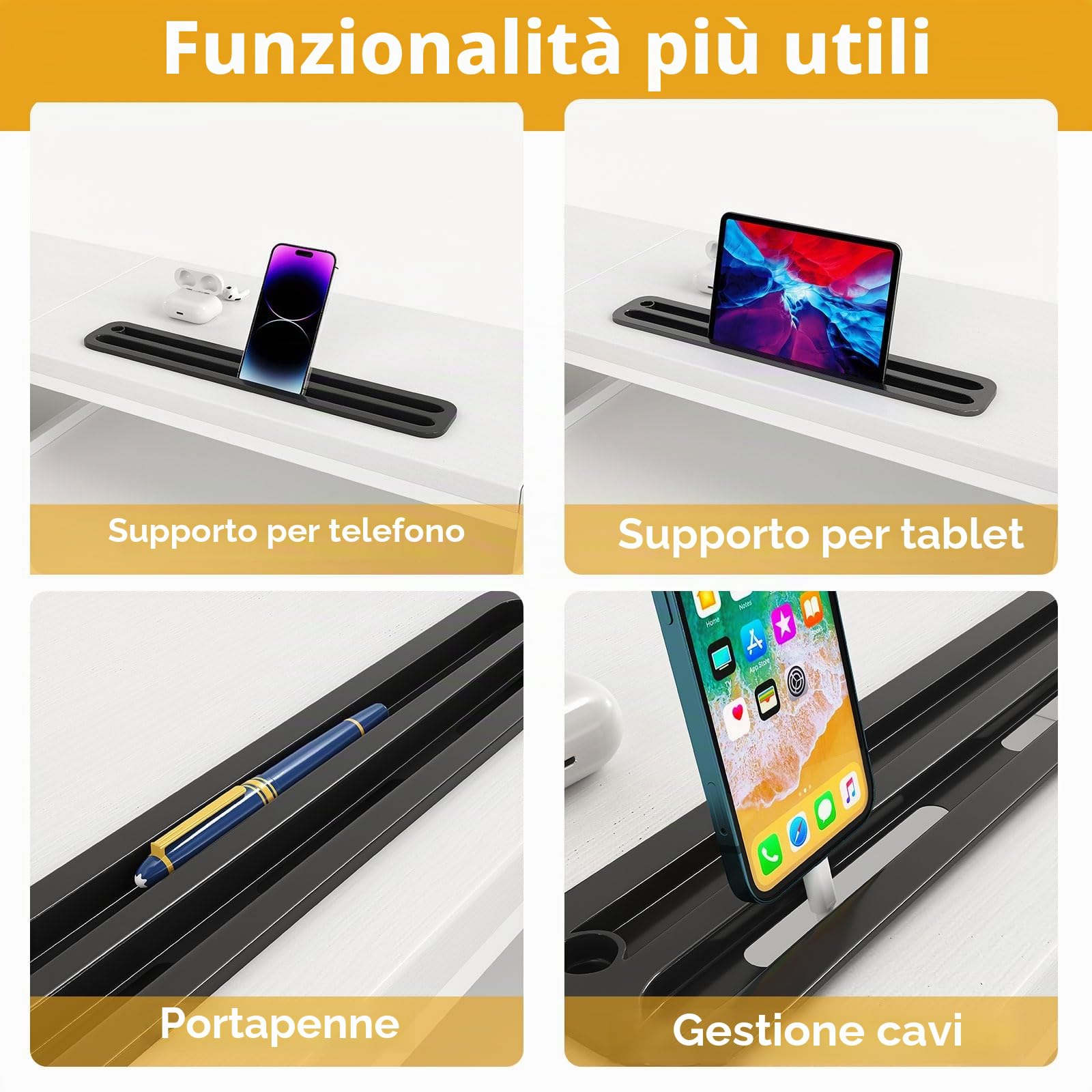 Supporto per monitor a doppio monitor con 2 cassetti, grande supporto per computer, organizzatore desktop in legno, perfetto per scrivania domestica, computer, laptop, TV