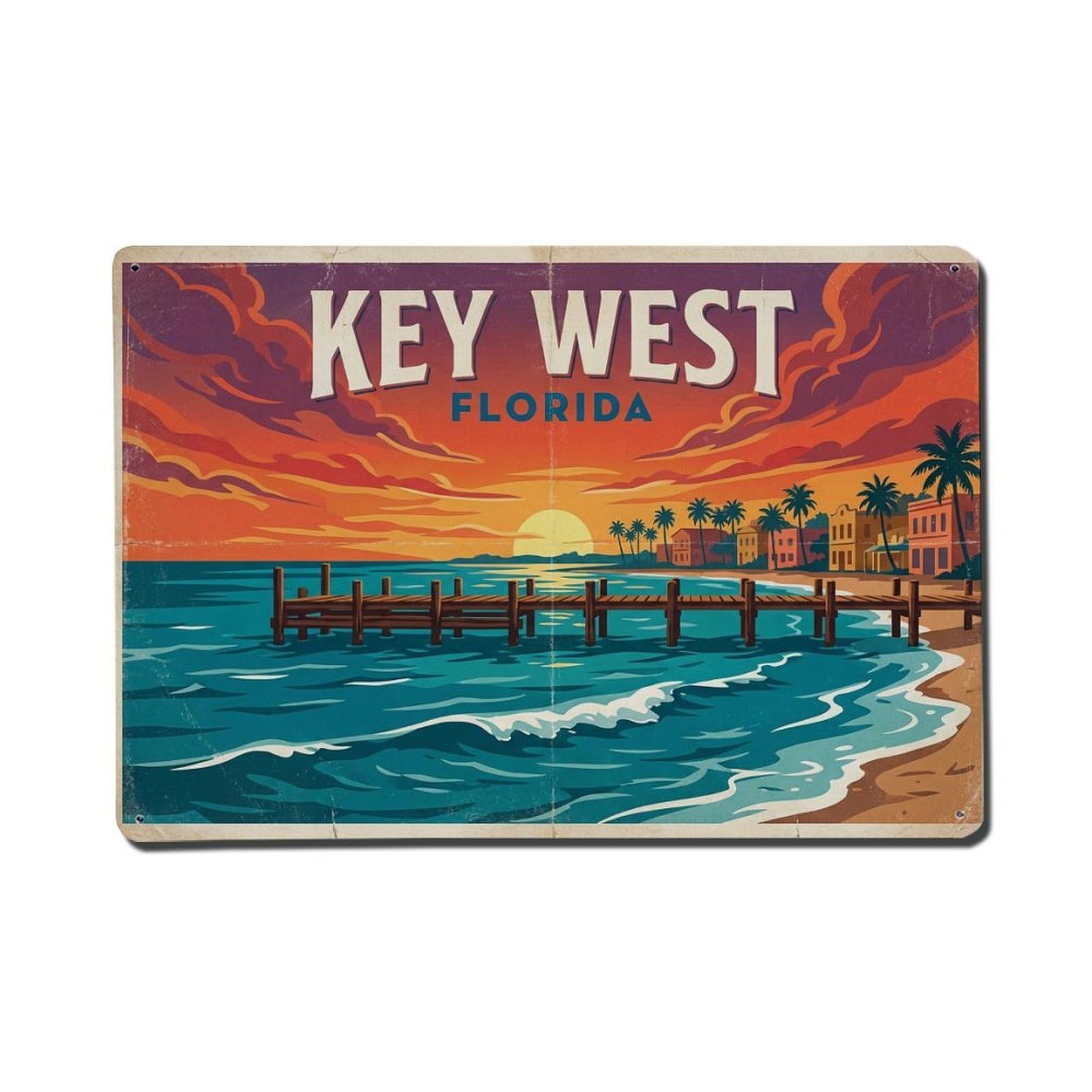 Xanthor Style Travel Vintage Usa Key West Metal Tin Sign