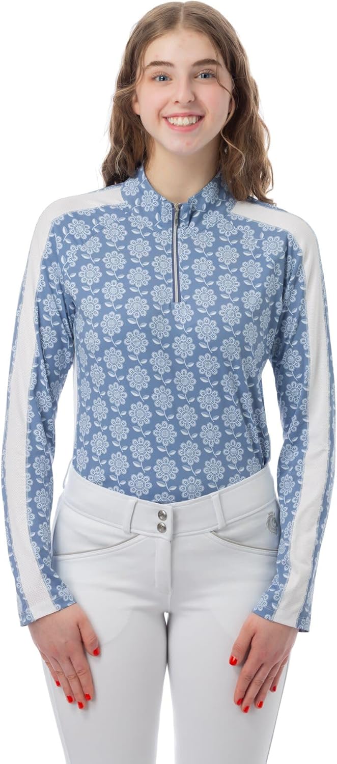 Equinavia Selma Womens Equestrian Long Sleeve Sun Shirt | Riding Shirt with UPF 50 UV Protection and Breathable Mesh