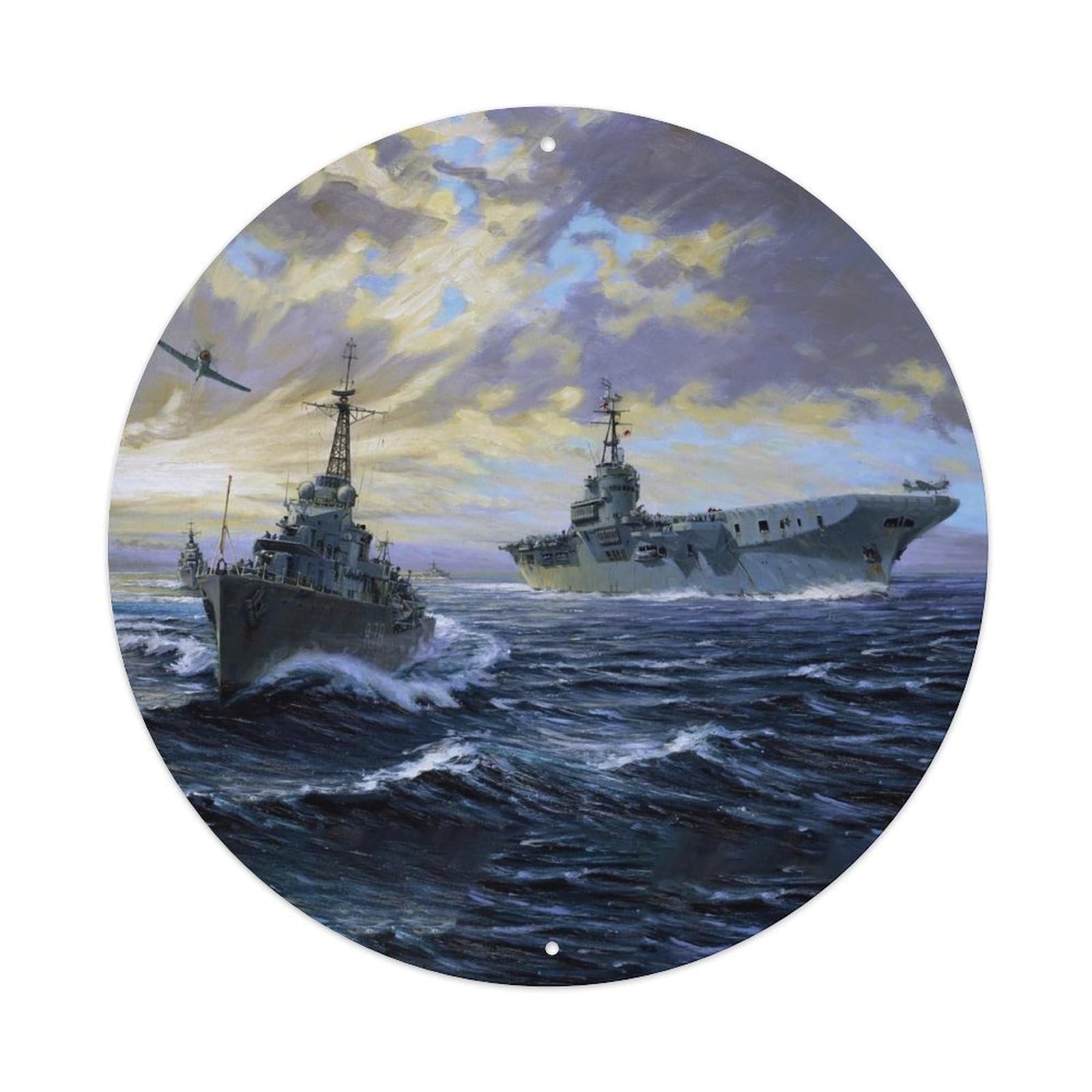 War Battleship Patroling Sea Vintage Metal Tin Sign Plaque Wall Decor for Cafe, Club Bar, Office, Garden Metal Poster 8x8Inch