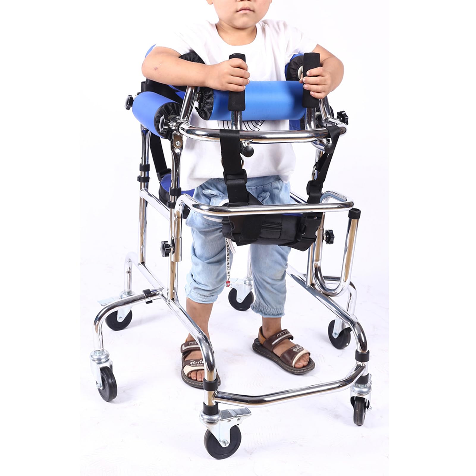 Bipedestador/Ayuda Para Caminar/Bipedestador Con Asiento Rueda Aparato De Rehabilitación Plegable Regulable En Altura Andador Para Miembros Inferiores Discapacitados Bipedestador Para Niños