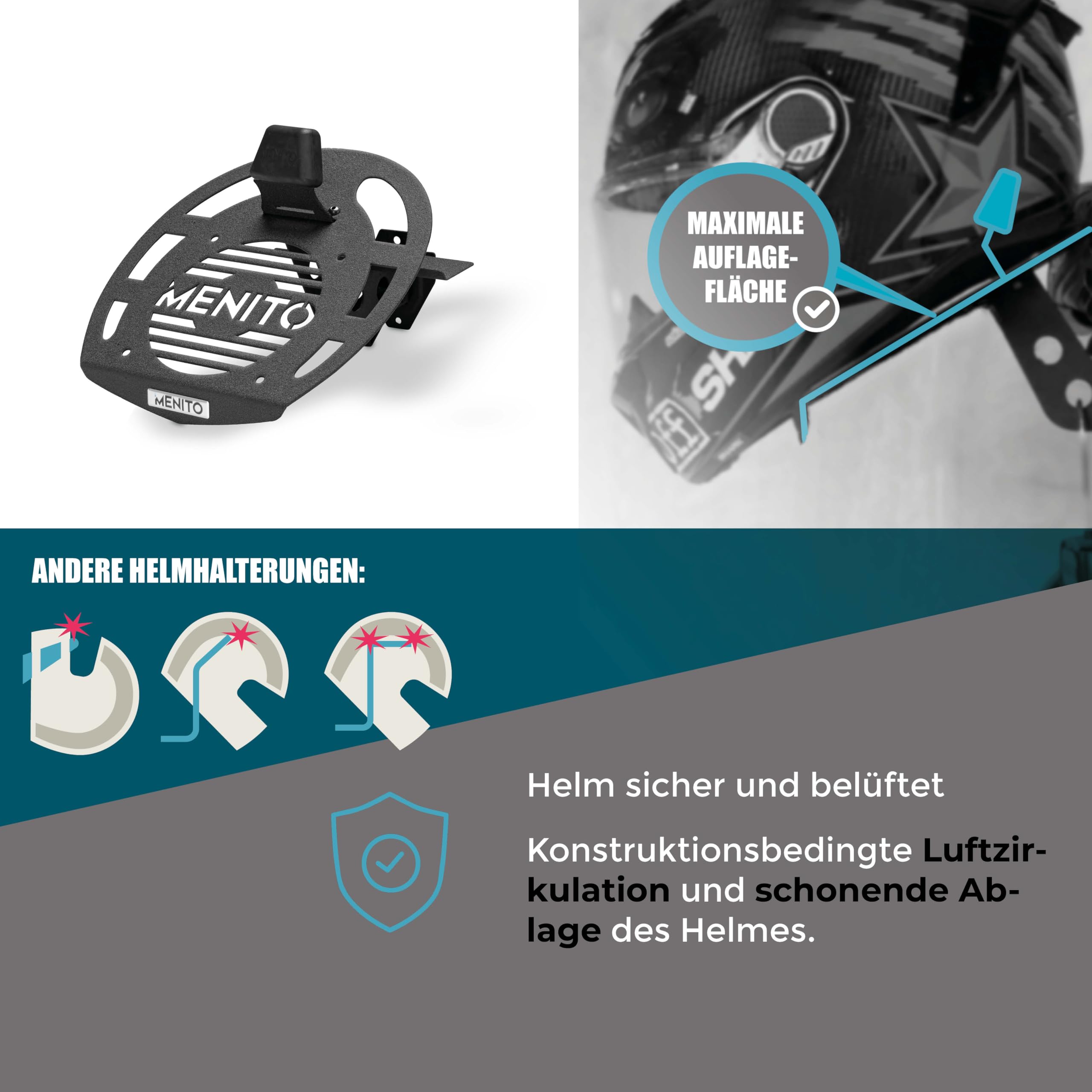 Basic Helmet Rack | Helmhalterung | Motorrad-Garderobe | Wandhalterung für Motorradbekleidung