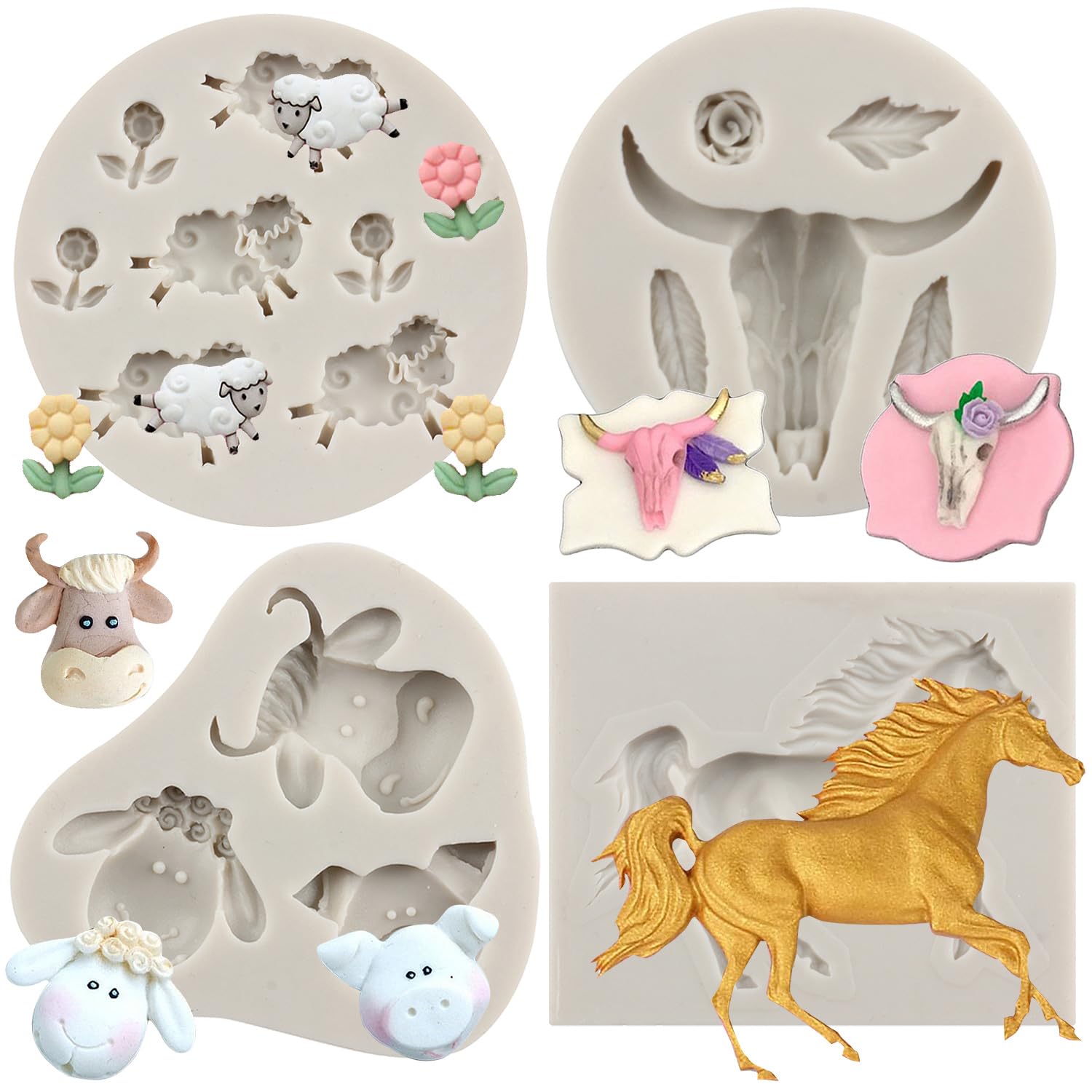 Molde De Silicona De Cabeza De Oveja, Vaca, Cerdo, Cerdo