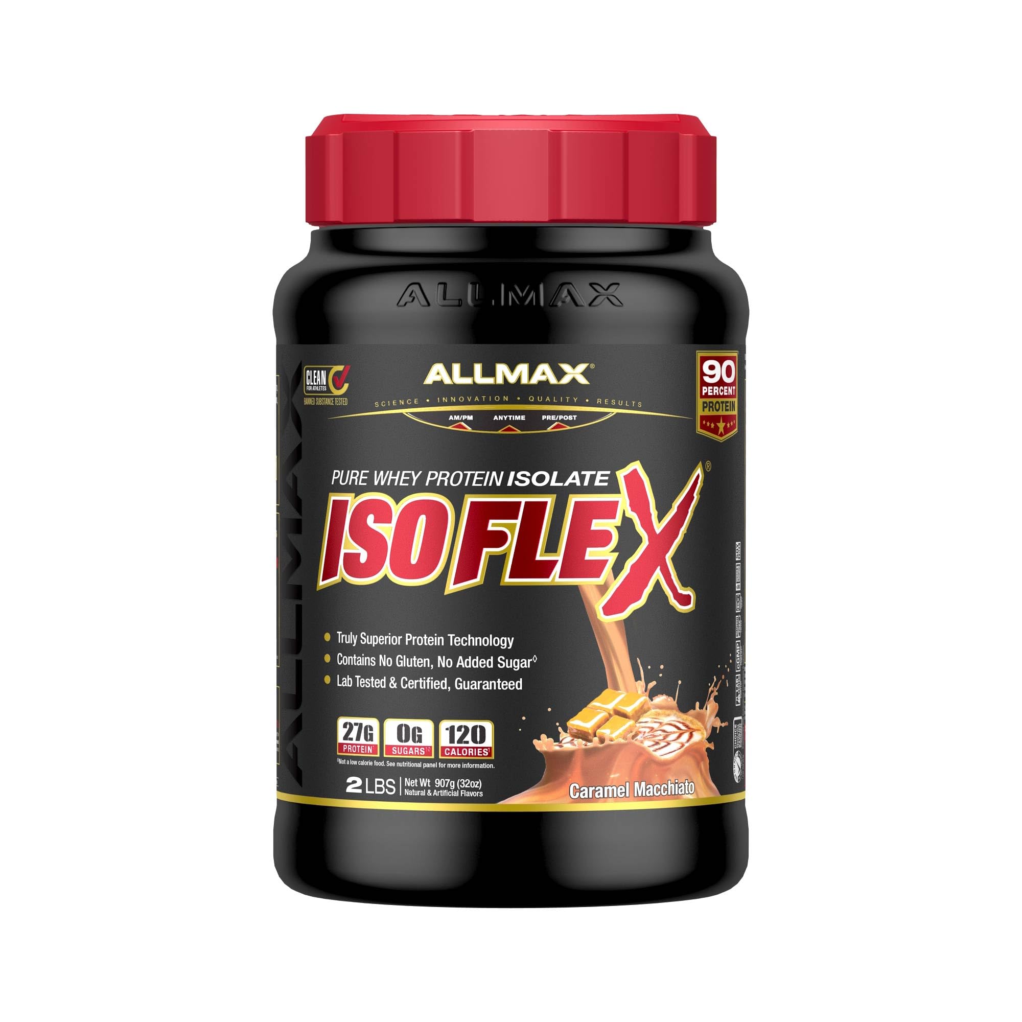 ALLMAX Nutrition, Isoflex, Pure Whey Protein Isolate (WPI Ion-Charged Particle Filtration), Caramel Macchiato, 2 lbs (907 g)