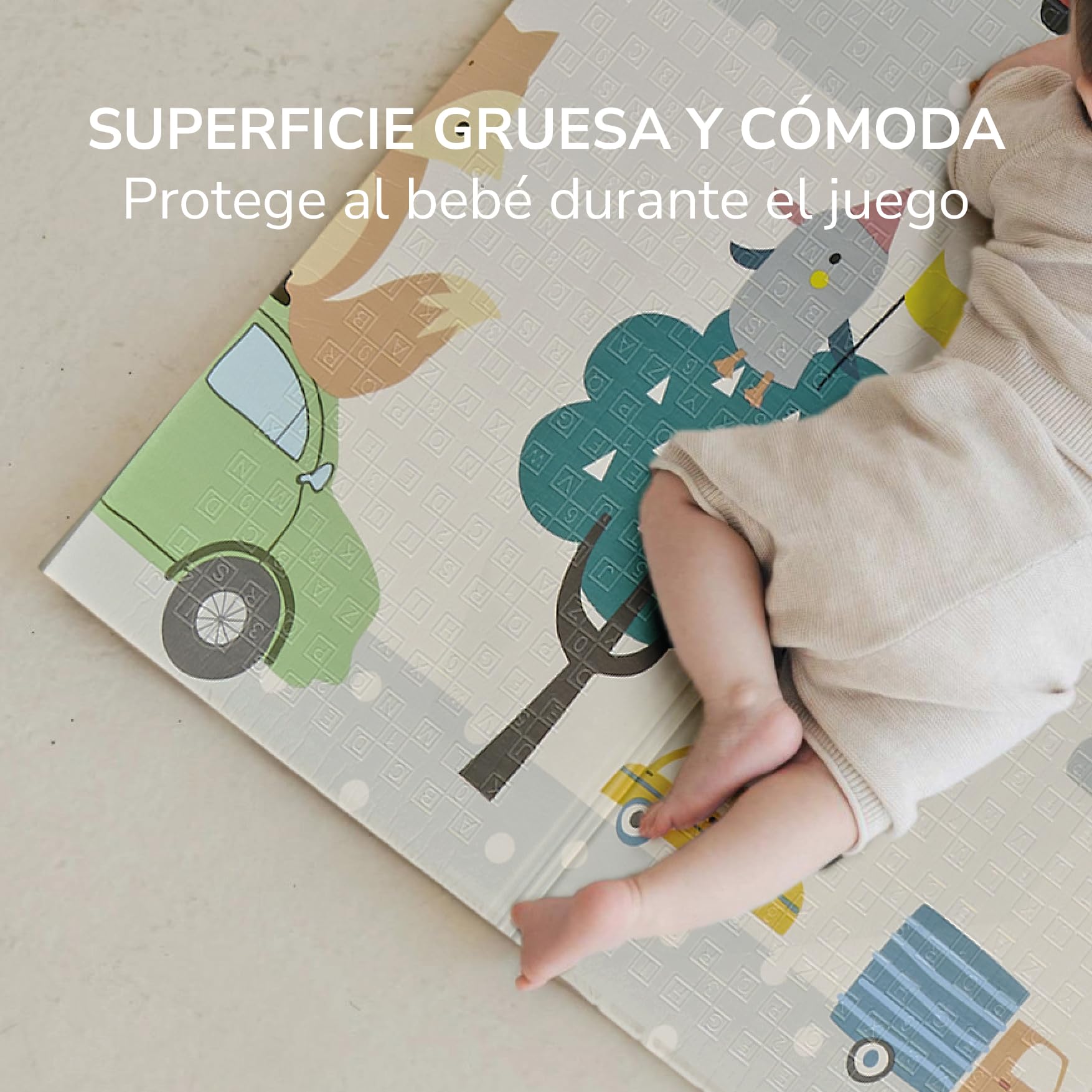 Buddy Baby - Tappetino da gioco per bambini, XXL, 180 x 200 cm, double face, resistente, imbottito, pieghevole, con borsa per il trasporto