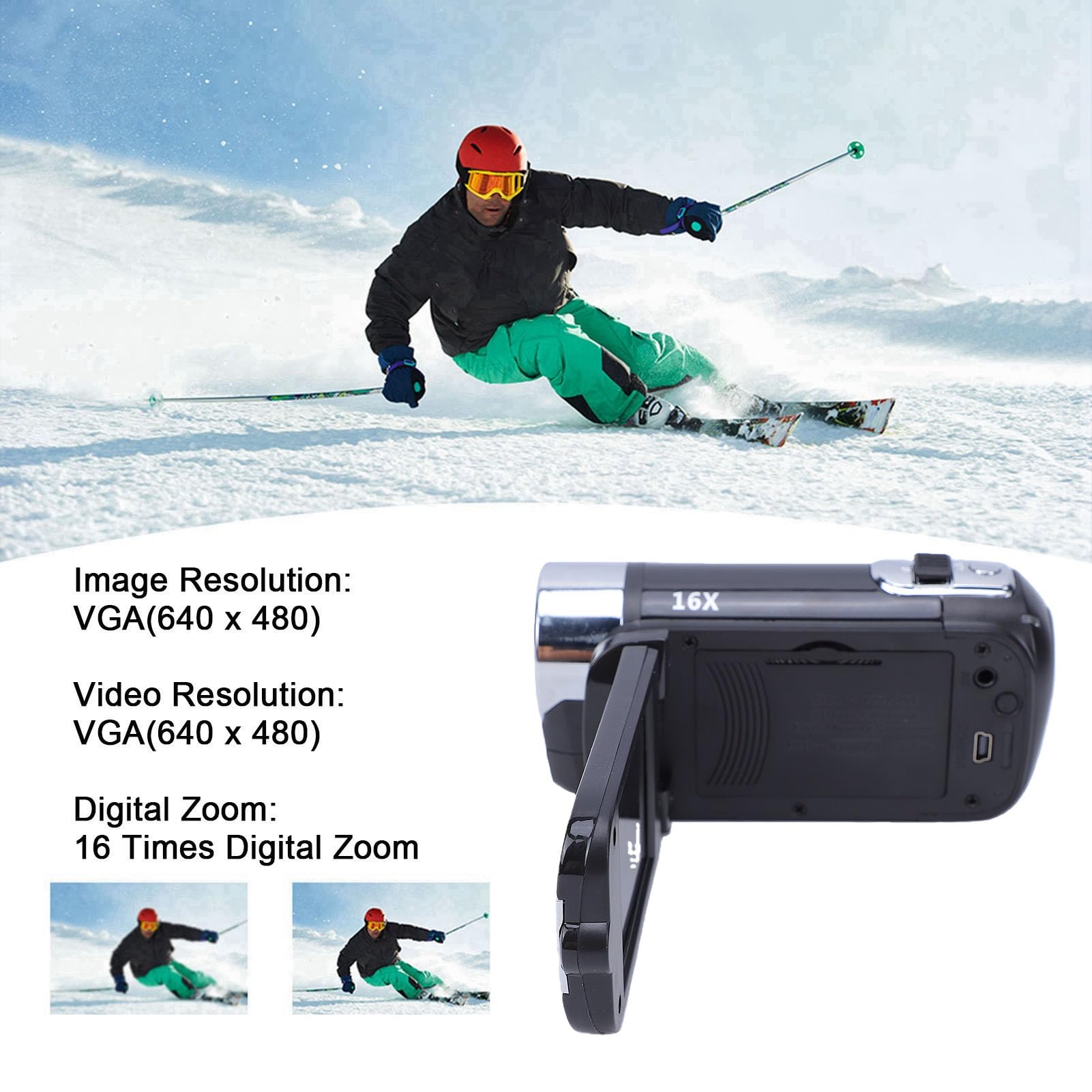 Videocámara Digital ABS Full HD Rotación 16X Videocámara Digital de Alta Definición Cámara de Video DV Cámara de Video Digital DV (Negro)