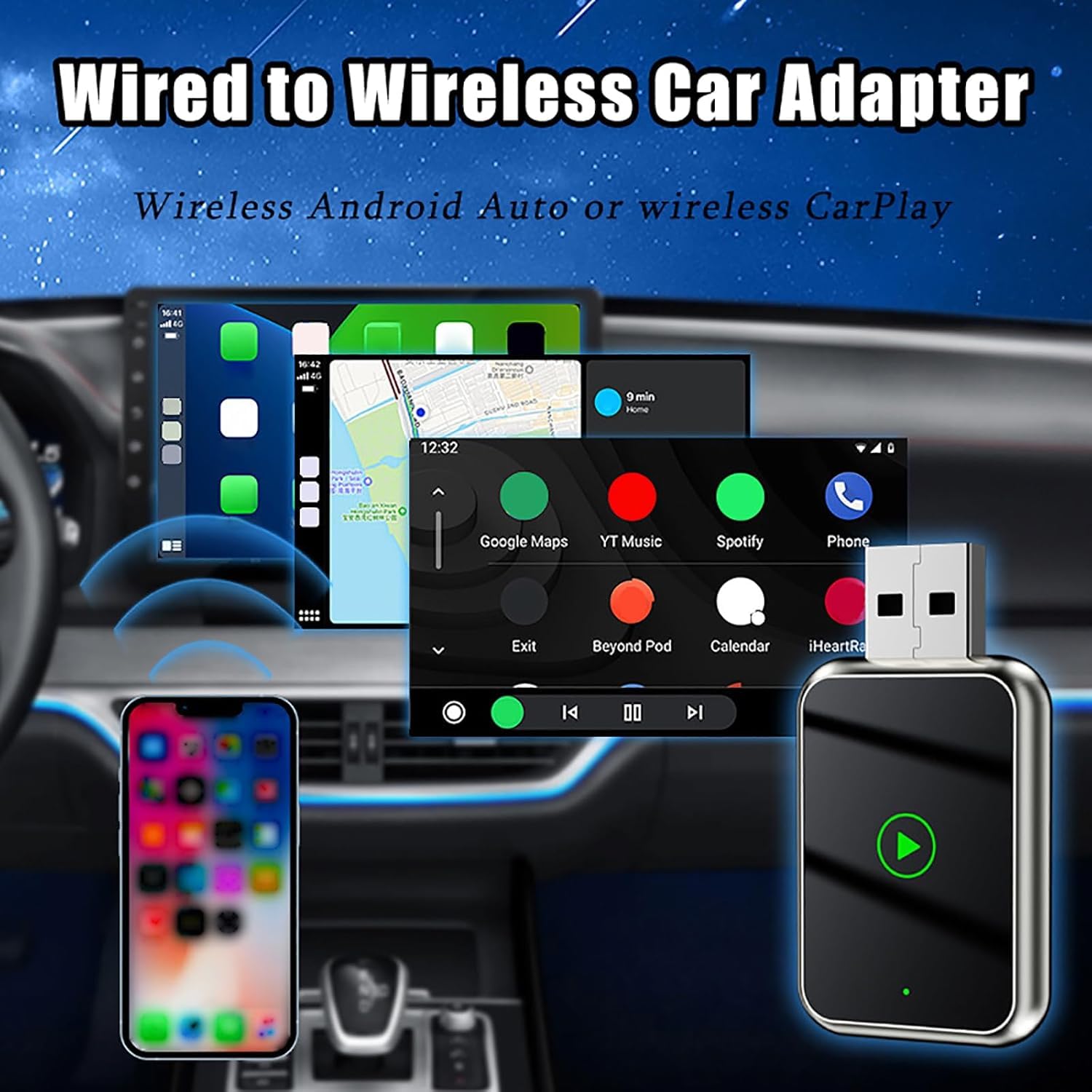 Adapter Carplay do Mazda Mazda2 2020 2021 2022 2023 2024, Plug Play Interfejs samochodowy Dongle Carplay Box obsługuje nawigację, muzykę, sterowanie głosem, stabilne i łatwe w użyciu, złoty