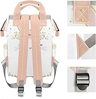 Vista 3 de Pink Bunny - Mochila para pañales con nombre, gran capacidad, multifunción, para mamá, papá, unisex, niño y niña, Diseño 1, Mochilas Daypack