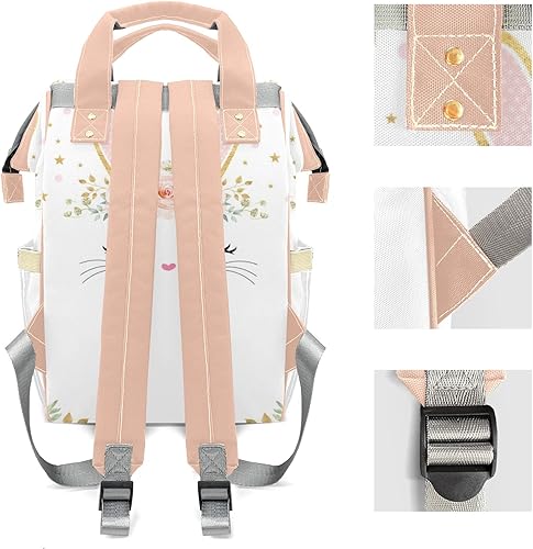 Miniatura 3 de Pink Bunny - Mochila para pañales con nombre, gran capacidad, multifunción, para mamá, papá, unisex, niño y niña, Diseño 1, Mochilas Daypack