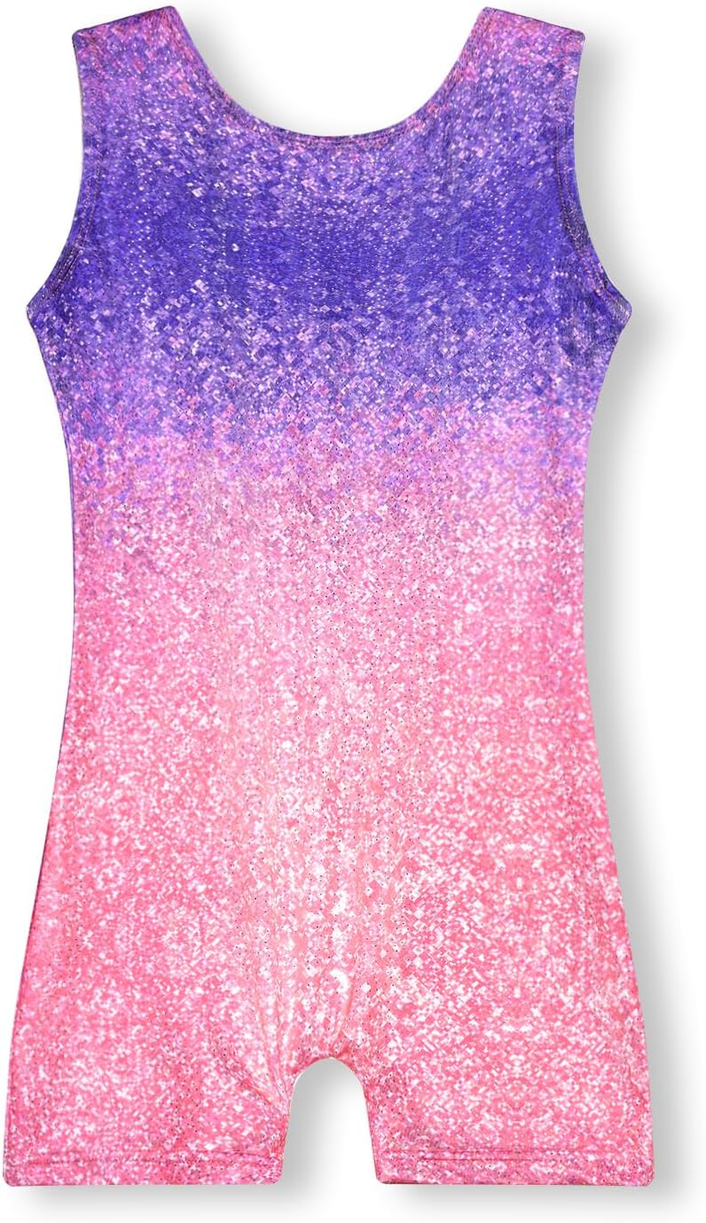 MYQFF Gymnastics Leotards for Girls Toddler Kids Dance Outfits Sparkle Tumbling Biketards Unitard Unicorn Mermaid