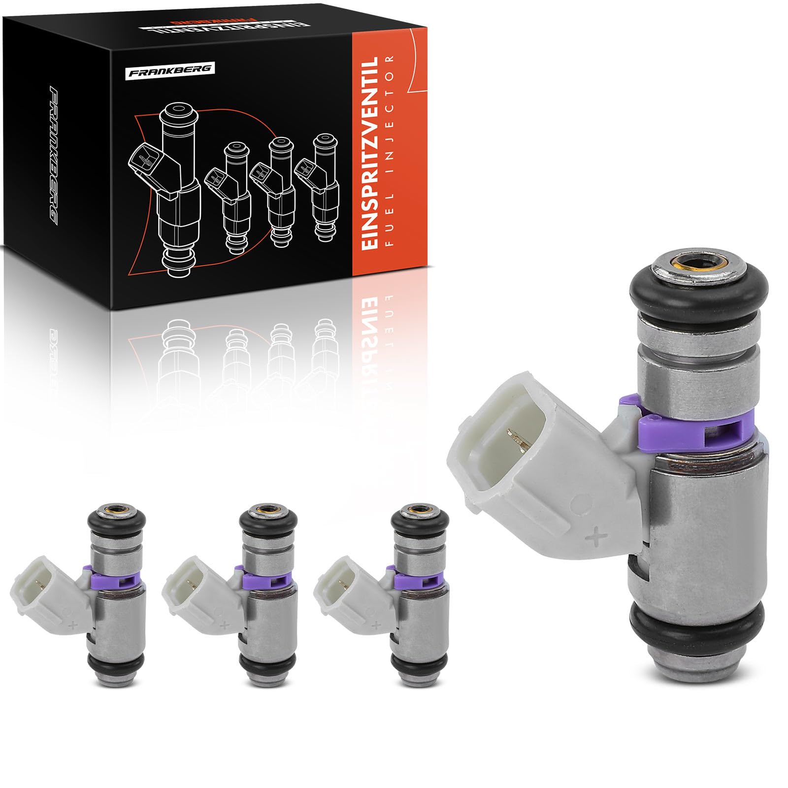 Frankberg 4x Valvole di iniezione Ugello di iniezione Benzina Compatibile con Golf IV 1J1 1.4L Golf VI 5K1 1.4L Polo 9A 9N 1.4L Fabia II Combi 545 1.4L Fabia II 542 1.4L Replace# 24992360
