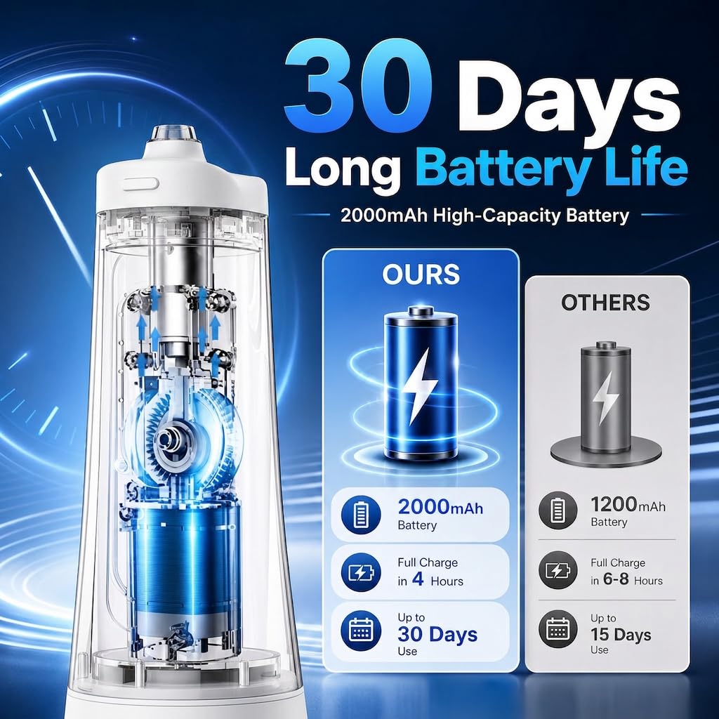 Water Flosser - Dispositivo de hilo dental inalámbrico recargable (blanco)