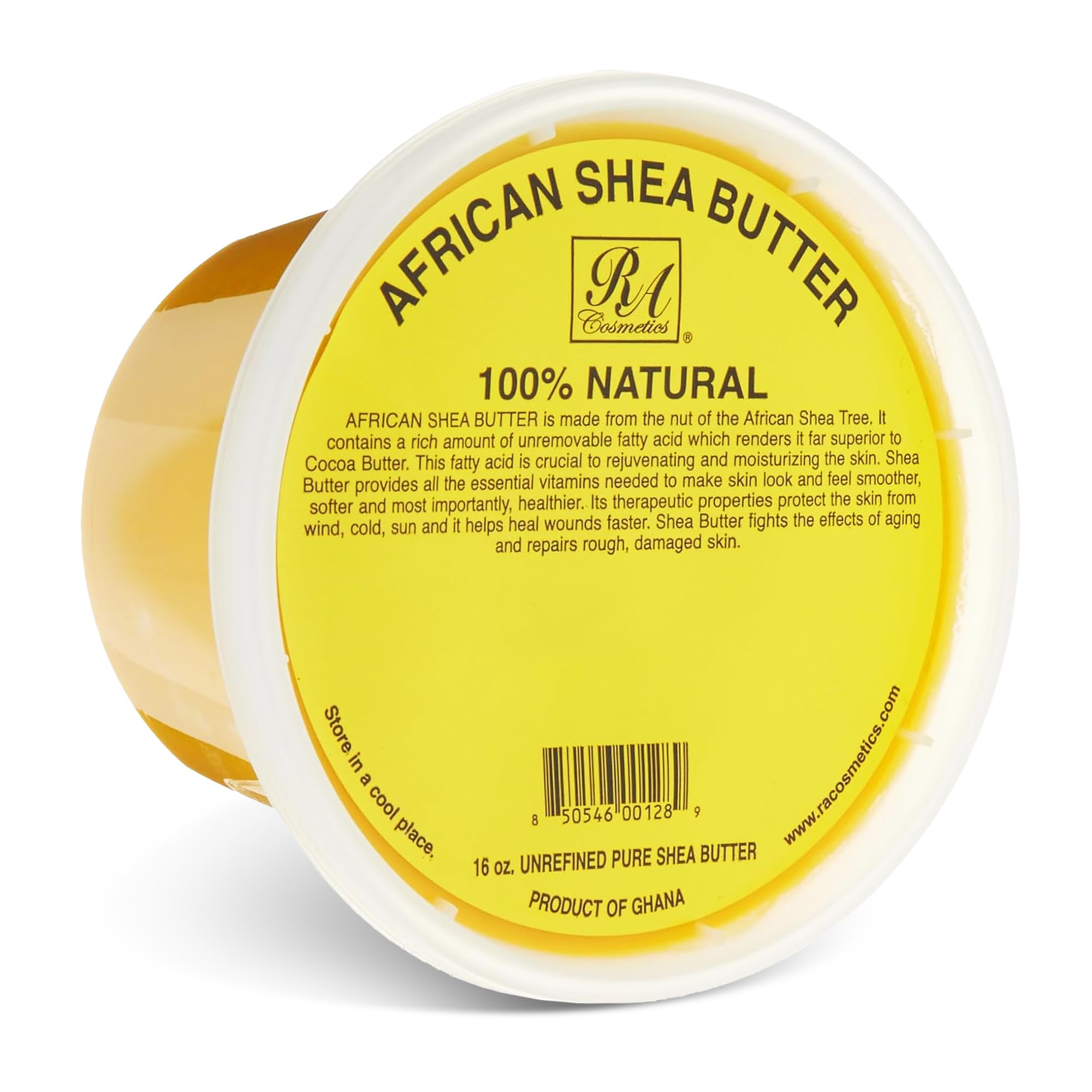 RA Cosmetics 100% Pure African Shea Butter, Golden - Unrefined, Raw African Luxury Head-to-Toe Moisture Miracle for Radiant Skin and Luscious Hair - Sourced from Ghana - 16 oz Jar